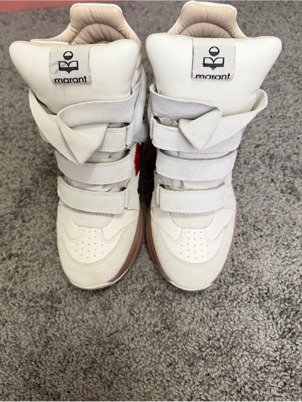 Isabel Marant Off-White Wedge Velcro High-Top Sneakers